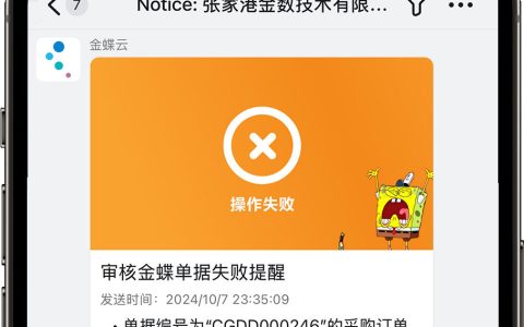 同步审核金蝶单据失败消息提醒