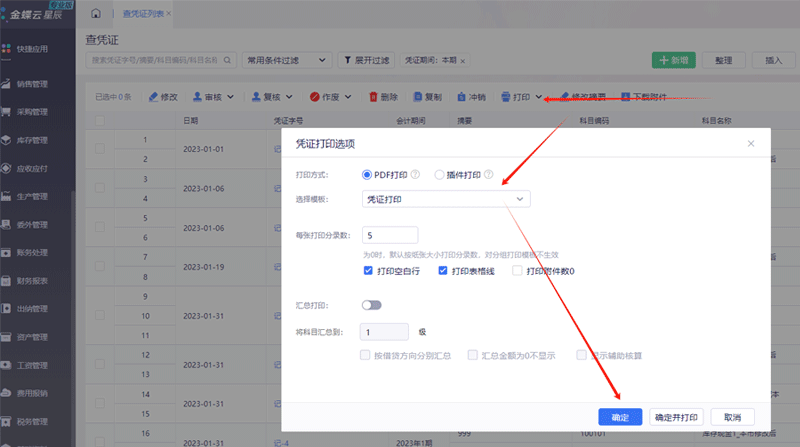 金蝶云星空凭证模板怎么设置?在哪里?