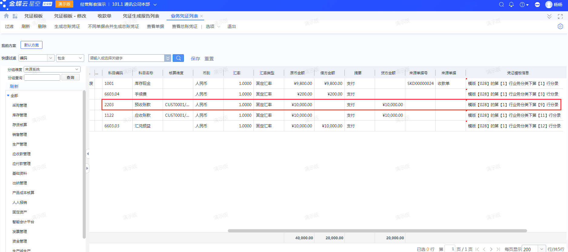金蝶云星空凭证生成异常，提示借贷金额差额超出允许尾差范围