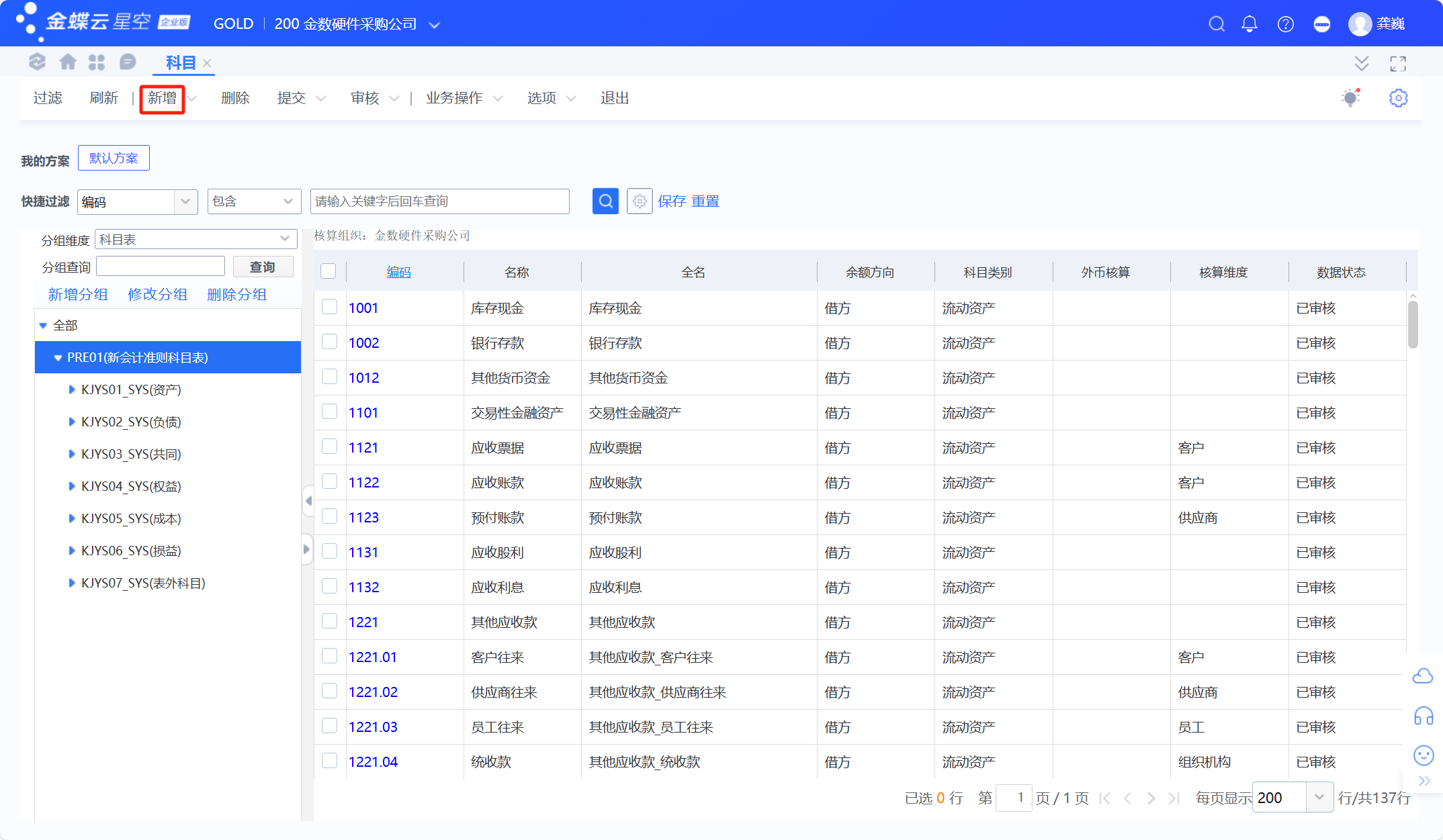 科目与核算维度