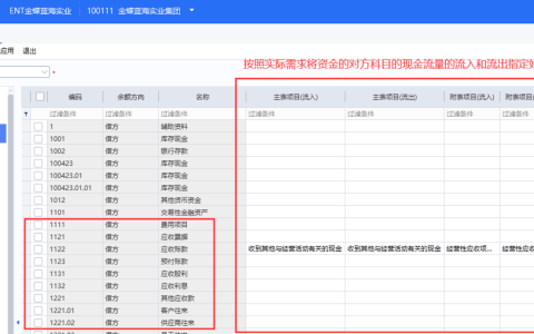 T型帐如何按照核算维度批量指定现金流量