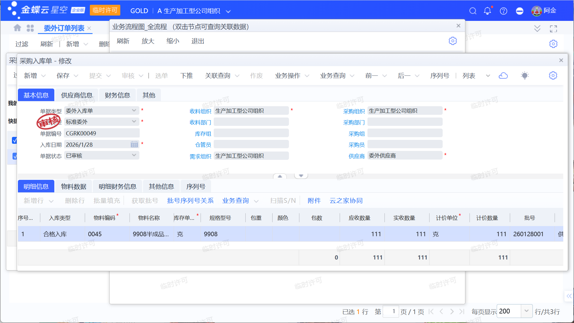 金蝶委外业务流程